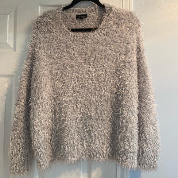Topshop Sweaters - TOPSHOP Fuzzy Oversized Silver Fluffy Sweater!